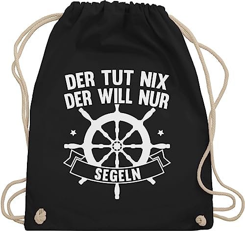 Turnbeutel Rucksack - Sprüche Statement mit Spruch - Der tut nix der will nur segeln - Unisize - Schwarz - sprüchen spruechen segler stoffbeutel geschenke beutel+rucksack+mit+sprüchen sprüche,