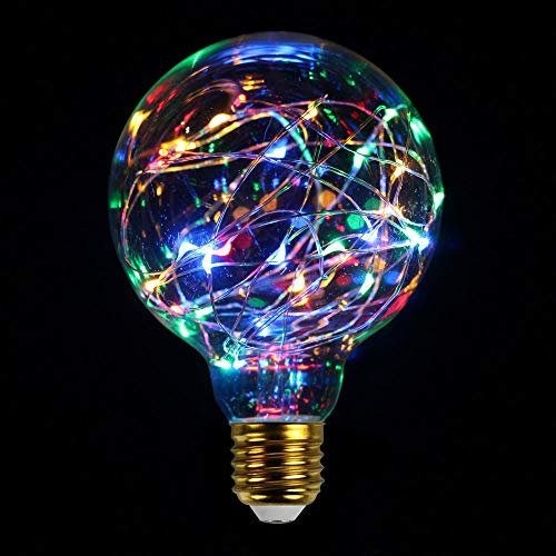 TIANFAN Lampadine a LED al neon, 4 colori, 50 LED, filo d'argento, 3 W E27 (G95)