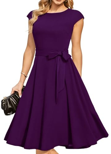 DRESSTELLS – Robe de cocktail modeste automnale pour mariage et bal de fin d'année, violet, Taille 3XL