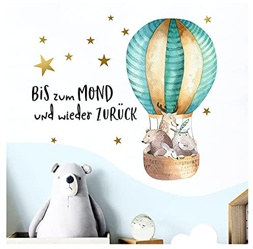 Little Deco Tiere im Heißluftballon Spruch Bis zum Mond DL213-2