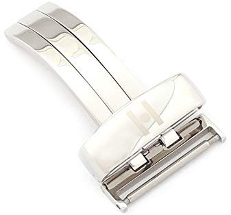 HIRSCH Unisex Faltschließe für Uhrenarmbänder L316 Edelstahl Modell Folding plus 20 mm Silberfarben, poliert