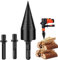 Broca para Cortar Madera, Broca para Cortar Troncos de Leña, Destornillador de Cono de Taladro Resistente para Taladro Manual con 3 Manijas de Mango Hexagonal Cuadrado y Redondo(42mm)