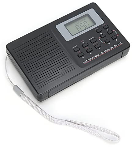 CS - 106 2-V-Vollband-Handfunkgerät, FM-TV LW SW AM MW Tragbares Desktop-Radio mit Empfänger, Universalradio mit Digitaluhr-Kopfhörern, Stereoton