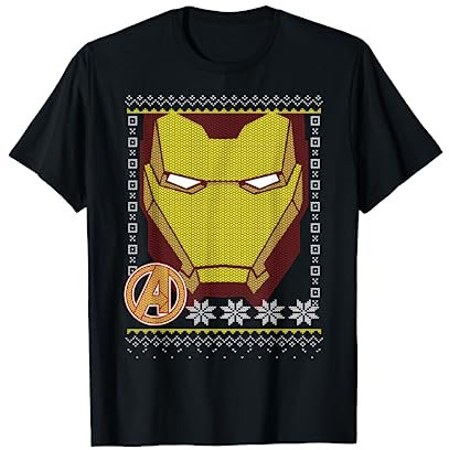 Marvel Iron Man Helmet Ugly Christmas T-Shirt