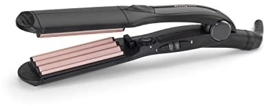 BaByliss Hair Crimper - Tourmaline Ceramic Coated Crimping Iron, 10 Heat Settings up to 210°C, Professional Styling Tool, Black, 2165CU