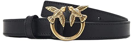 Pinko Love Berry Simply H2 Belt Vite, Cintura Donna, Z99q_nero-antique Gold, L