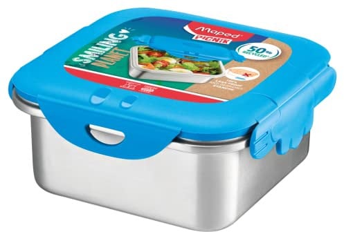 Maped Picnik Concept Enfants - Boîte à Déjeuner inox - Lunch Box Enfant Étanche - Design Figuratif - Base en Acier inoxydable, Couvercle 50% Recyclé - Grande Capacité 1 L