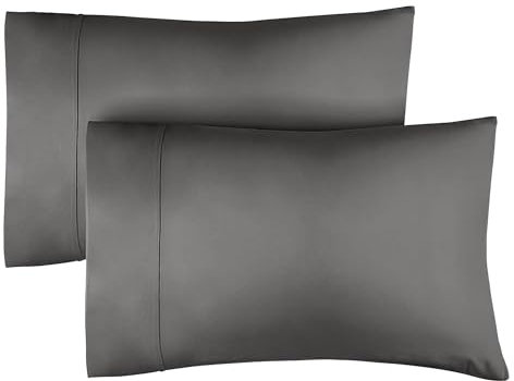 King-Size-Kissenbezüge, 2er-Set, atmungsaktive, 50 cm x 90 cm, extra weiche Kissen, Luxus-Set, maschinenwaschbar, 2-teilig (dunkelgrau)