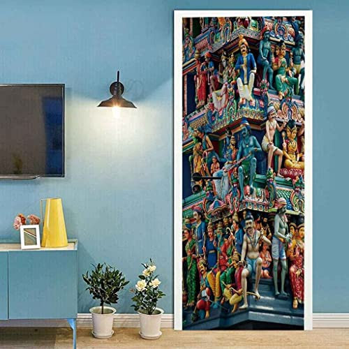 3D Door Mural Stickers,Vinyl Self-Adhesive Door Mural Decal Waterproof Removable Colorful Statue Figures 95 X 215 Cm Door Stickers for Interior Doors Home Office Decoration - Boys and Girls Room Door