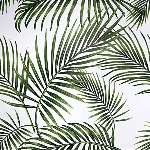 Hode Self Adhesive Wallpaper Green Leaf, Patterned Sticky Back Plastic Roll, Bathroom Kitchen Cupboard Worktop Vinyl Wrap for Furniture Table 90cmx6m