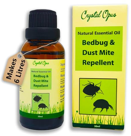 Bed Bug & Dust Mite Natural Repellent. Safe for Humans & Pets. Smells Beautiful. Makes 6 litres. Spray On Beds, Sofas, Carpets, Floors, Furniture Legs, Fabrics & Surfaces. Essential Oil Blend.