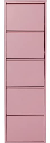 Kare Design Schuhschrank Caruso Rosa, Metall, mit 5 Klappen, Schuhablage für 10 Paar Schuhe, schmal, platzsparend, hoch, Schuhregal, Eingangsbereich, 170x50x15 cm (H/B/T)
