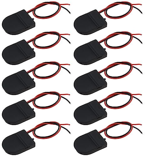 Be In Your Mind 10 PZ 3 V 1 X CR2032 Portabatteria Portabatterie A Bottone Portabatteria Con Custodia Con Interruttore ON/Off Cavo 26AWG Nero