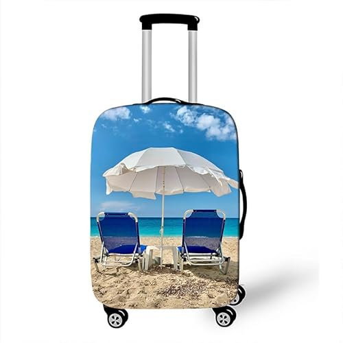 Kofferschutzhülle Elastisch Kofferhülle 18-32 Zoll, Mateju Strand-Szenerie Gepäck Cover Reisekoffer Hülle Trolley Case Schutzhülle Luggage Cover Waschbare Staubdichte Kofferbezug (XL,Sandstrand)