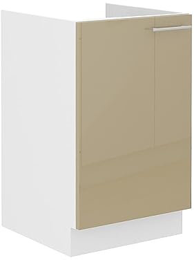 Kuechen-preisbombe Spülenschrank 50 Lara Cappuccino Hochglanz + Weiß matt Küchenzeile Küchenblock
