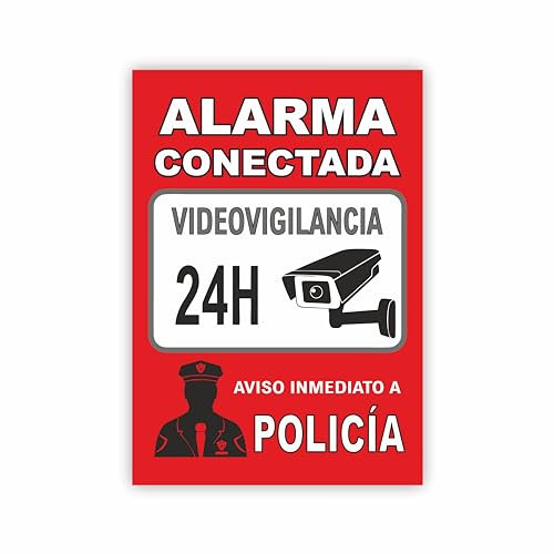 Alarmanlage mit Alarmschild, Videoüberwachung, Polizeisignal, Abschreckungsschilder, für Innen und Außen, 10 x 15 cm, Alarmanlage, Videoüberwachung, robust und langlebig. (1)