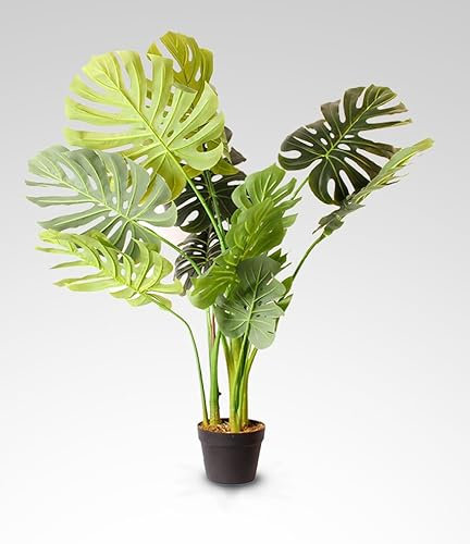 Kentis - Monstera Finta Alta 115 cm - Piante Finte da Interno Design - Pianta Finta con Vaso - Piante Artificiali da Esterno - Decorazione Casa e Ufficio