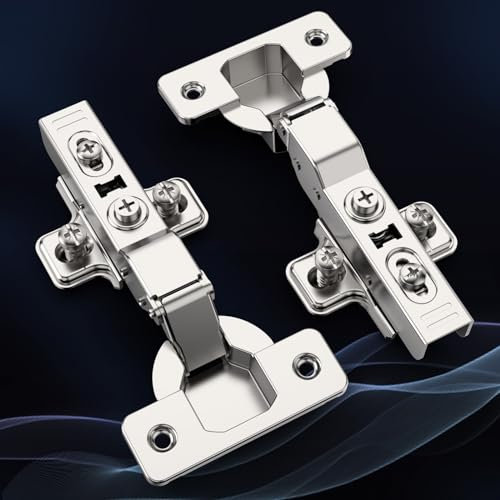 Furniware Soft Close Hinges for Cupboards - 10 Pack, Half Overlay, Nickel Concealed, European Style