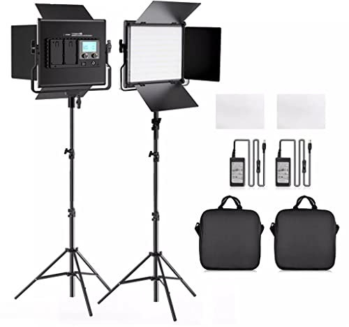 Kit de luz LED para vídeo, iluminación de fotografía, lámpara de Estudio Regulable Bicolor con Pantallas de trípode de 2m para sesiones al Aire Libre