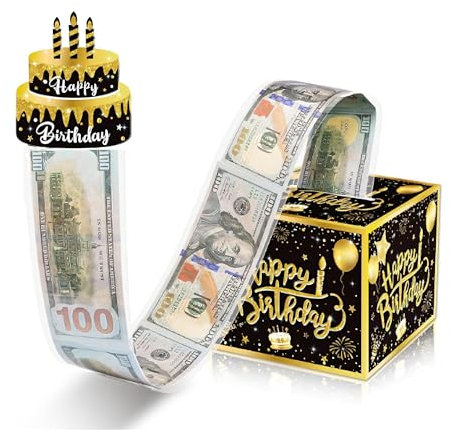 Glamifyr Geldgeschenke Verpackung, DIY Geburtstag Geld Rolle Überraschungsbox,verpackung für Geldgeschenke,Geburtstag Spardose für Bargeld Geschenk Ziehen, Geschenkbox Geld zum Mädchen Junge