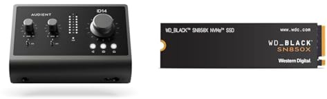 Audient Audio Interface iD14 MKII, 2 Class-A Microphone Preamps & WD_BLACK SN850X NVMe SSD 2TB, internal SSD, Gaming storage,Gen4 PCIe, M.2 2280, up to 7300 MB/s read speed, 6,600 write speed, black
