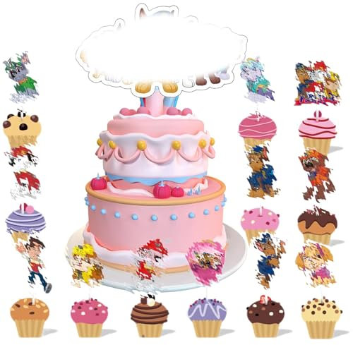 13 Stück Cartoon Dog Geburtstag Cake Topper Kuchen Deko,Muffins Dessert Decoration, Kawaii Cupcake Topper Deko,Happy Birthday Tortendeko,Anime Thema Party Kuchen Dekoration, für Kinder Jungen Mädchen