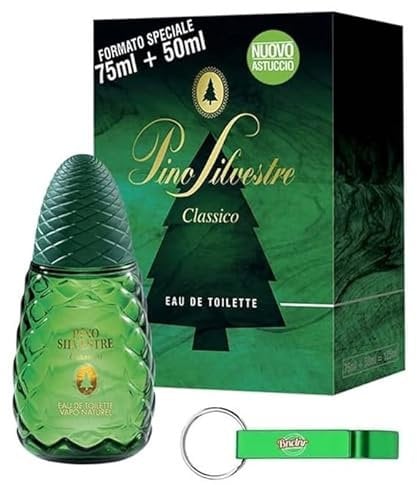 8x Pino Silvestre Eau De Toilette Original Classico - Aromatischer und Frischer Duft EDT 125ml + Beni Culinari Kostenloser Schlüsselanhänger