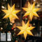 Lewondr Papier Stern Dekoration 3 Packungen, Weihnachten Papier Stern Laterne mit Fernbedienung, Hängelaterne Heptagramm mit Lichtern 6H Timer, Weihnachten Lichter für Urlaub Home Decoration