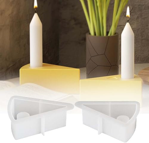 SVOCK 2PCS Silikonform Kerzenhalter, Silikonformen Gießformen Kerzenhalter Dreieck, Silikon Herz Kerzenhalter, Silikon Gießformen Weihnachten für Bastelarbeiten Gips Kerzen Diy