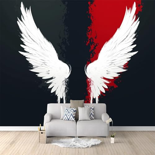 Papier Peint Intissé Ailes D'Ange Motif Gris Foncé 250x175 cm Papier Peint Panoramique Moderne, Tableaux Muraux Tapisserie Photo, Papier Peint Mural pour Salon, Chambre, Fond Décor TV