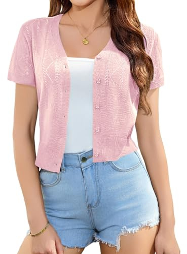 Totatuit Boléro Femme Tricot Gilet Bolero Avec Boutons Cardigan Veste | Matière Douce, Été, Style Élégant, Tenue Quotidienne, Facile à Associer