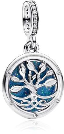 NUNUYAYA Charms Abaloriosde Cuentas Plata de Ley 925 con Circonita Cúbica Luminous Eternal Tree Charms Colgante Compatible con Niña Mujer Europeo Pulsera Collar