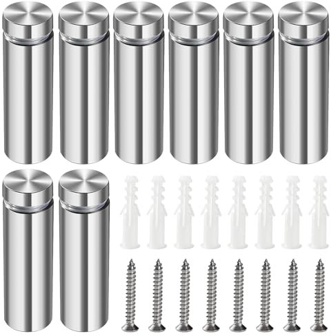 Lyeteung 8 Stücke 16×50 mm Schilder Abstandshalter, Edelstahl Schilderhalter Werbeschraube, Werbung Schrauben Abstandshalter, Glasabstandsbolzen mit Schrauben und Spreizrohr, für Schilder Displays