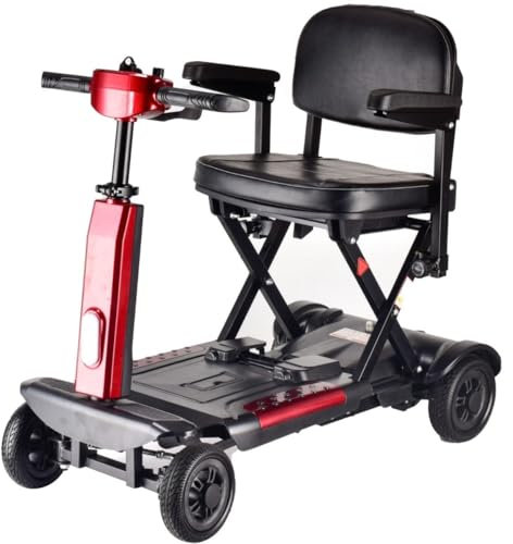 Foldable Electric Mobility Scooter Folding Mobility Scooter Mobility Chair Portable 4 Wheel Travel Scooter Removable Battery 10Ah Boot Scooter 24kg
