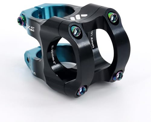 BESNIN Fahrrad Vorbau 0 Grad 31.8mm für Lenker 35mm Kurzer Fahrrad Vorbau Zwei Farben Mix Vorbau Buntes Fahrrad Vorbau (Schwarz und Blau)