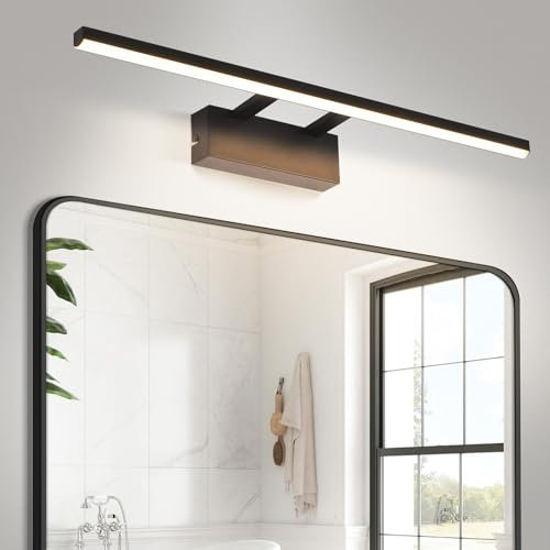 Homefire Spiegellampe LED Spiegelleuchte Bad - 60CM Badezimmer Wandleuchte Schwarz Spiegelleuchten Modern 4000K Neutralweiß Badlampe Flur Wandleuchte für Büro Küche Spiegelschrank