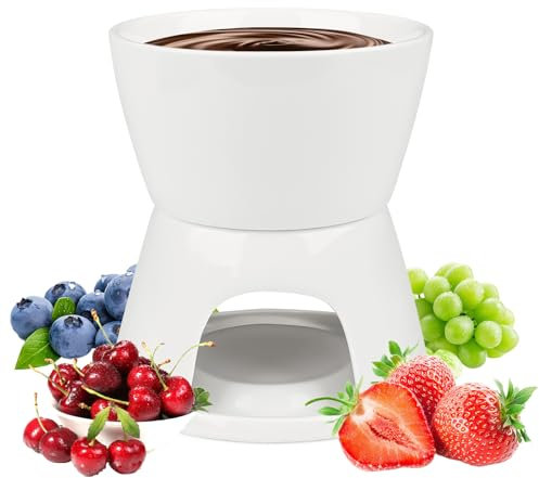 Service à fondue au chocolat en céramique avec bougeoir pour bougie chauffe-plat, tasse à fondue au chocolat, fromage, fondue, dîner de famille, dessert, pique-nique, fête d'anniversaire