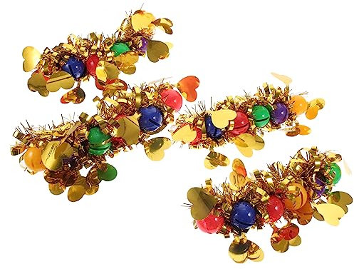 Yardwe 4 Stück Paillettenarmbänder für Kinder mit Glöckchen Wiederverwendbar Kunststoff mit Klebeband für Tanzaufführungen