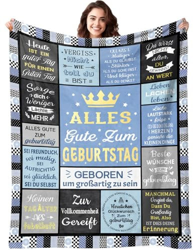 ARRITS Kuscheldecke Geburtstagsgeschenk für Frauen Männer | Personalisierte Geburtstag Deko Decke Flanell Wohndecke Geschenkidee für Freund Schwester Freundin Mama Kollegin