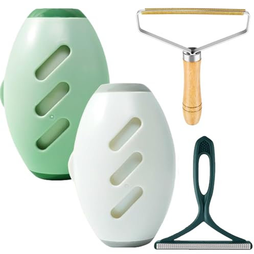 Rotolo di pelucchi riutilizzabile, set di 4 pezzi di rimozione dei peli di animali domestici, con 2 rulli in gel + 2 rasoi per pelucchi, lavabili, ecologici, per vestiti, divani/viaggi