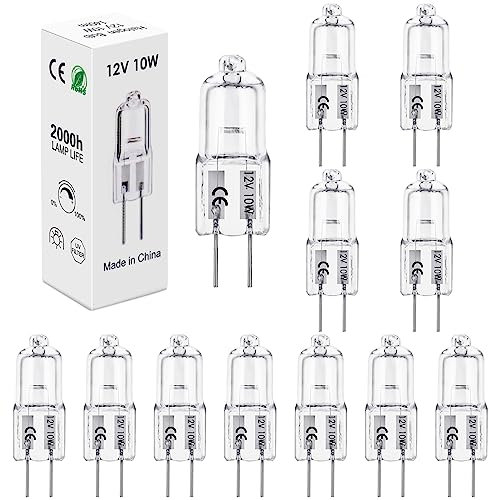 BROTOU G4 Halogenlampen, G4 Halogen Leuchtmittel 10W 12V 2700K Dimmbare Halogen Glühbirnen für Backofenlampe Mikrowellen Herd Deckenleuchten Küchen Kronleuchter Schlafzimmer Kronleuchter (12er)