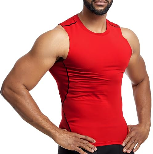 MJGkhiy Tanktop Herren Fitnessstudio Bodybuilding Atmungsaktiv Sporttraining Tank Top Running Shirts Gymnastik Fitness T-Shirt Gym Tank Top Muskel Trikot Sports Tanktops Basketball, rot, XXXL