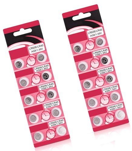 Lot de 10/20 piles bouton alcalines AG9 LR936 pour appareils auditifs et télécommandes