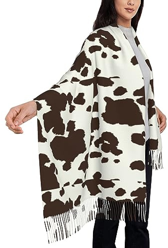CHJDOFong Damenschal mit Kuh-Print, Kaschmir-Imitat, Schal, Wickeltuch, hält warm, bequem, weich, Schals