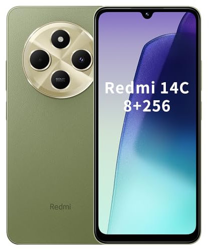 Xiaomi Redmi 14C Smartphone 8 + 256 Go, processeur G81 Ultra 2,0 GHz, écran 6,88, double appareil photo 50 Mpx, batterie 5160 mAh, charge rapide 18 W, vert