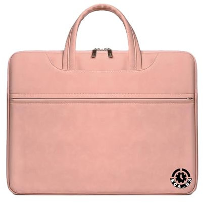 Slim Protective Briefcase Laptop Shoulder Bag 13 14 Inch with Front Zipper Pocket and Inner Divider Perfect for Business Travel or School Fits Surface Samsung Huawei MacBook Air Yoga Colour Pink