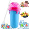 Zosenyer 500ml Gobelet Granité, Silicone Slushy Maker Cup avec Paille et Cuillère 2 en 1, Réutilisable Verre à Granité pour Diy Cola Ou Jus, Magique Slushy Maker for Kids and Family, Bleu