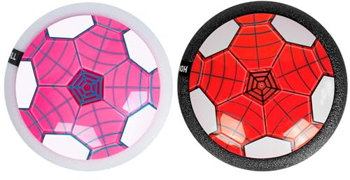 Philivivi Spider Ballon de Foot Aéroglisseur LED - Lot de 2, Jouet Enfant Air Power Football 3-12 Ans, Football Enfant pour Intérieur/Extérieur, Idée Cadeau Garçon/Fille (Anniversaire, Noël)-PR