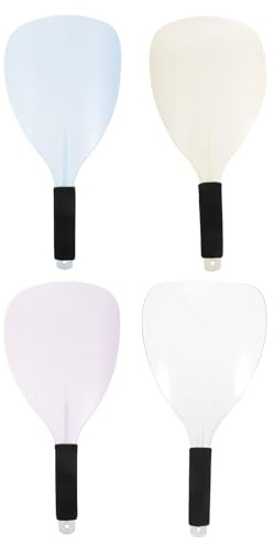 WRITWAA 4 Stück pack Wiederverwendbare Haarspray Gesichtsschutz Masken für Friseure mit Griff Spritzschutz aus Kunststoff in Blau Pink Transparent und Gelb Beim Haareschneiden