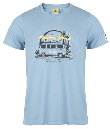 ROADSIGN australia Herren T-Shirt mit Motor Beach Print, Rundhalsausschnitt, sportlicher Look
